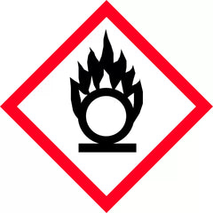Uniform Safety Signs - 50x50mm - Self Adhesive - Roll of 250 - GHS - Oxidising Picto | HLM116.6PAP