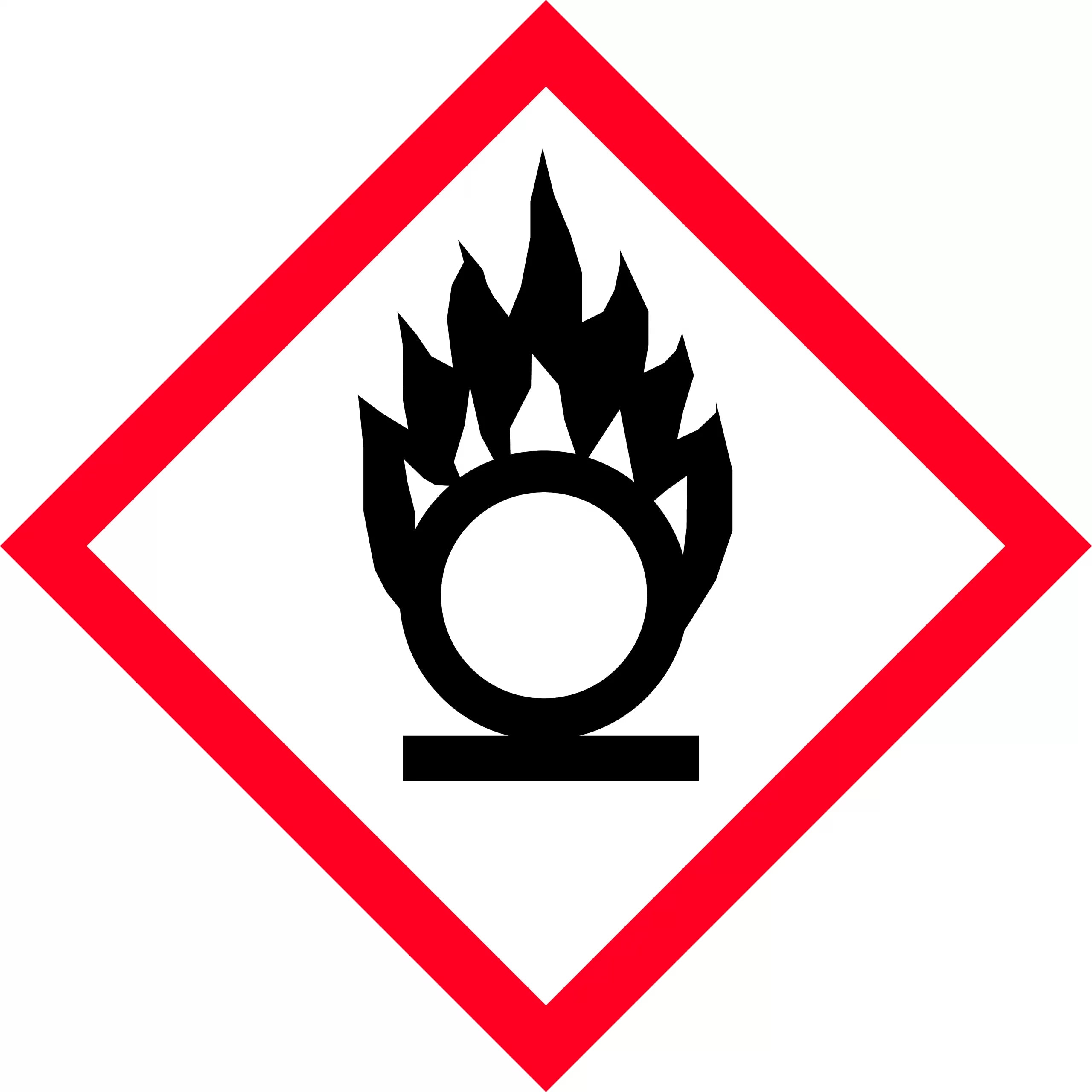 Uniform Safety Signs - 20x20mm - Self Adhesive - Roll of 500 - GHS - Oxidising Picto | HLS116.6PAP