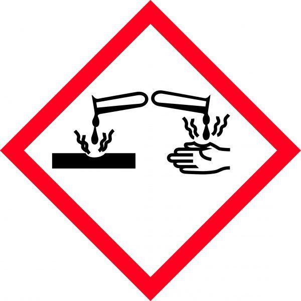Uniform Safety Signs - 20x20mm - Self Adhesive - Roll of 500 - GHS - Corrosive Picto | HLS116.7PAP