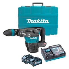 Makita Tools - 40V Max Brushless SDS Max Demolition Hammer Kit - Includes 2 x 4.0Ah Battery Single Port Rapid Charger & Plastic Case | HM001GM202