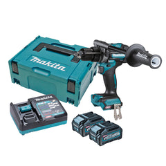 Makita Tools - 40V Max Brushless Hammer Driver Drill - Includes 2 x 4.0Ah Batteries Single Port Rapid Charger & Makpac Case Type 3 | HP001GM201