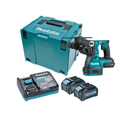 Makita Tools - 40V Max Brushless AWS* 28mm Rotary Hammer Standard SDS Chuck - Includes 2 x 4.0Ah Batteries Single Port Rapid Charger & Makpac Case Type 4. *AWS Receiver sold separately (198901-5) | HR001GM201