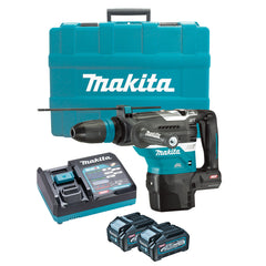 Makita Tools - 40V Max Brushless 40mm SDS Max Rotary Hammer Kit - Includes 2 x 4.0Ah Battery Single Port Rapid Charger & Plastic Case | HR005GM201