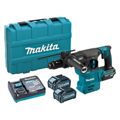 Makita Tools - 40V Max Brushless AWS* 30mm Rotary Hammer Quick Change SDS Plus Chuck - Includes 2 x 4.0Ah Batteries Single Port Rapid Charger & Plastic Case *AWS Receiver sold separately (198901-5) | HR009GM201