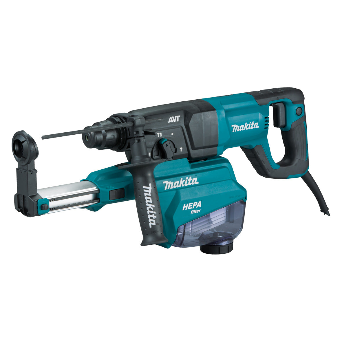 Makita Tools - 26mm SDS Plus Rotary Hammer 800W Inbuilt Dust Extraction AVT D-Handle | HR2663
