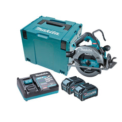 Makita Tools - 40V Max Brushless AWS* 185mm (7-1/4") Circular Saw - Includes 2 x 4.0Ah Batteries Single Port Rapid Charger & Makpac Case Type 4. *AWS Receiver sold separately (198901-5) | HS003GM201