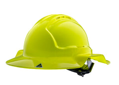 Fluro Yellow Broad Brim Vented Hard Hat – Ratchet | HVB570-FY
