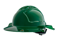 Green Broad Brim Vented Hard Hat – Ratchet | HVB570-GR