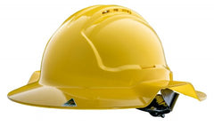 Yellow Broad Brim Vented Hard Hat – Ratchet | HVB570-Y