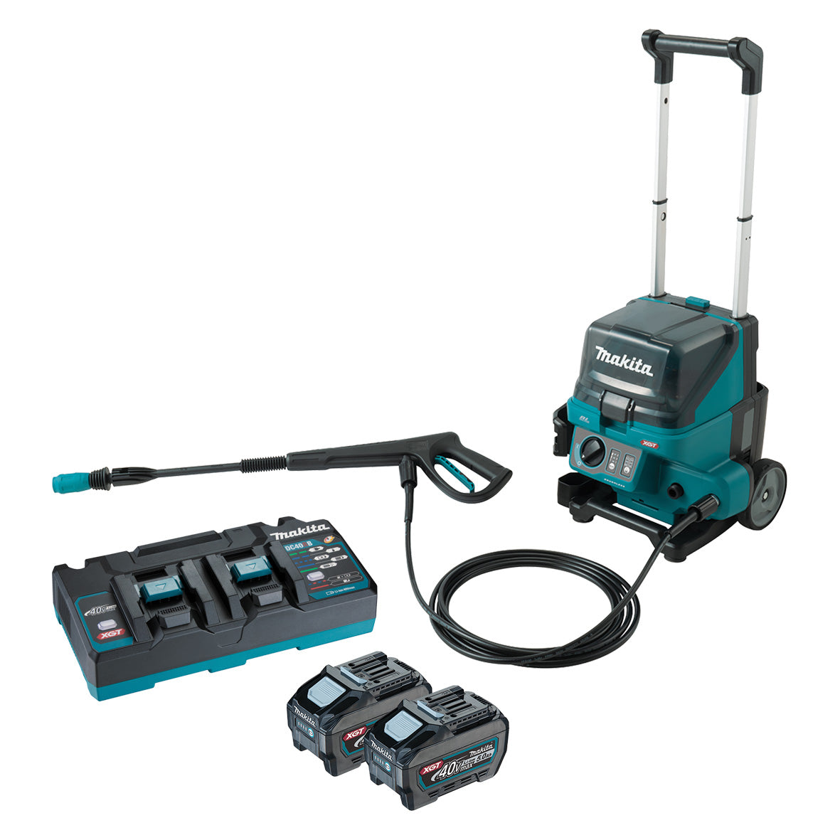 Makita Tools - 40V Max Brushless Pressure Washer Kit - Includes 2x 5.0Ah Batteries & Dual Port Rapid Charger | HW001GT201