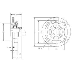 Timken - Round Flange Cartridge Unit (Light Duty) for 25mm Shaft | UELFC205