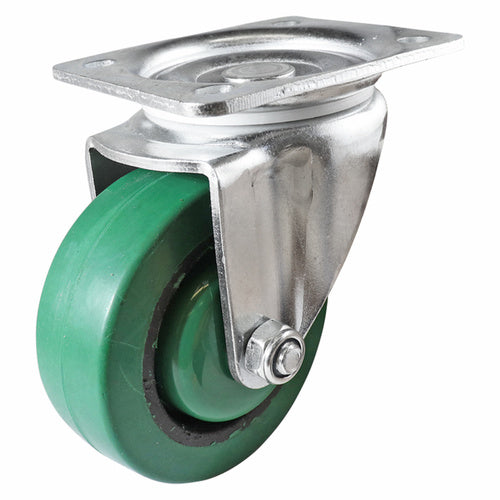 EHI - 100mm Green Rubber Swivel Plate Castor | I32AZ47K100