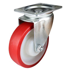 EHI - 125mm Red Urethane Swivel Plate Castor | I32AZ50K125