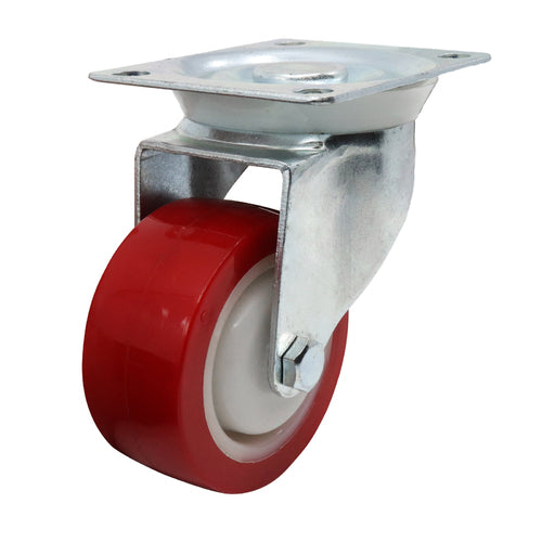 EHI - 80mm Red Urethane Swivel Plate Castor | I32AZ50K80
