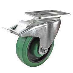 EHI - 125mm Green Rubber Swivel Plate Brake Castor | I32TZ47K125