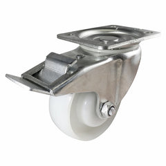 EHI - 100mm White Nylon Swivel Plate Brake Castor | I32TZ48K100
