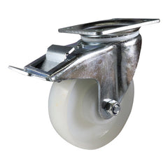 EHI - 125mm White Nylon Swivel Plate Brake Castor | I32TZ48K125