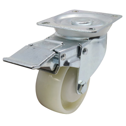 EHI - 80mm White Nylon Swivel Plate Brake Castor | I32TZ48K80