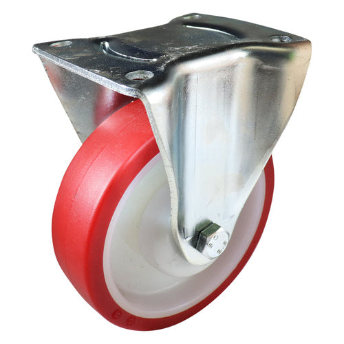 EHI - 125mm Red Urethane Fixed Plate Castor | I33AZ50K125