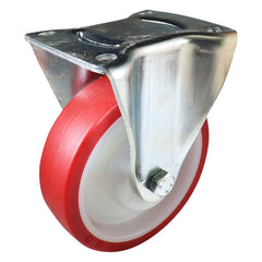 EHI - 125mm Red Urethane Fixed Plate Castor | I33AZ50K125