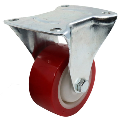 EHI - 80mm Red Urethane Fixed Plate Castor | I33AZ50K80
