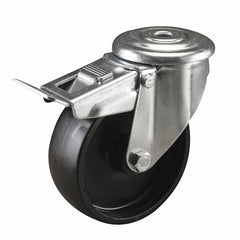 EHI - 100mm Black Poly Bolt Hole Brake Castor | I41T00G100