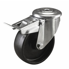 EHI - 80mm Black Poly Bolt Hole Brake Castor | I41T00G80