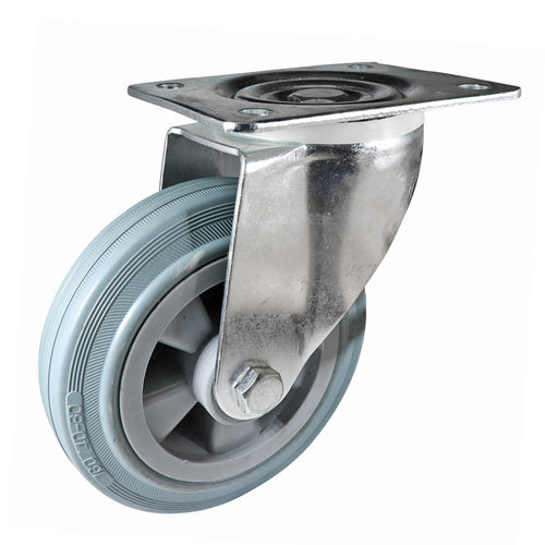 EHI - 160mm Grey Rubber Swivel Plate Castor | I42A06R160