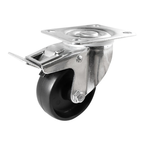 EHI - 80mm Black Poly Swivel Plate Brake Castor | I42T00G80
