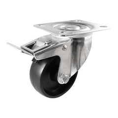 EHI - 80mm Black Poly Swivel Plate Brake Castor | I42T00G80