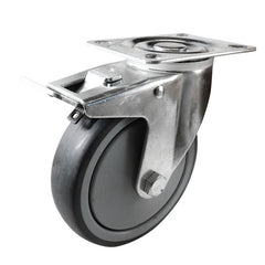 EHI - 125mm Grey Rubber Swivel Plate Brake Castor | I42T34K125