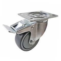 EHI - 80mm Grey Rubber Swivel Plate Brake Castor | I42T34K80