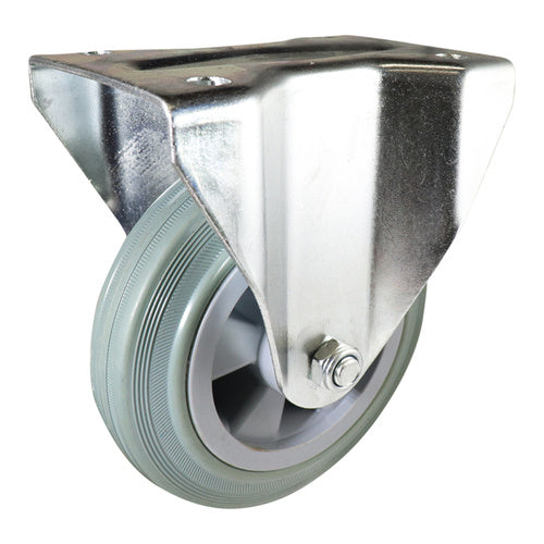EHI - 160mm Grey Rubber Fixed Plate Castor | I43A06R160