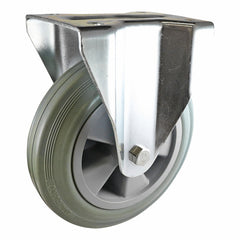EHI - 200mm Grey Rubber Fixed Plate Castor | I43A06R200