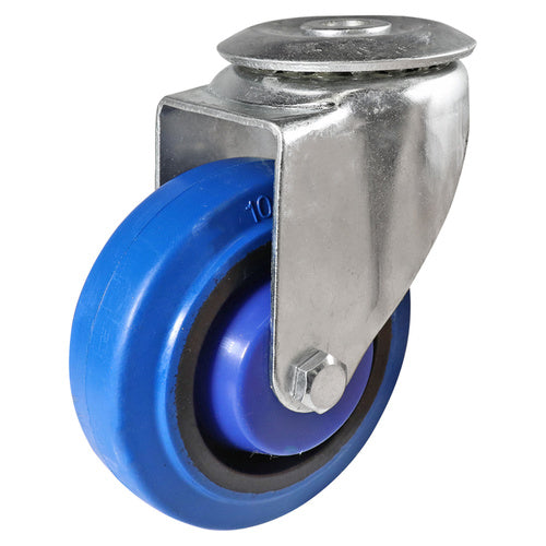 EHI - 100mm Blue Rubber Bolt Hole Castor | I61A15R100