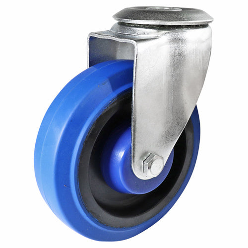 EHI - 125mm Blue Rubber Bolt Hole Castor | I61A15R125