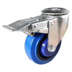 EHI - 100mm Blue Rubber Bolt Hole Brake Castor | I61T15R100