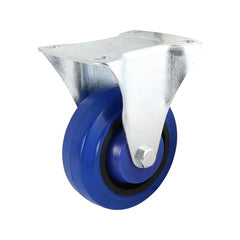 EHI - 100mm Blue Rubber Fixed Plate Castor | I63A15R100
