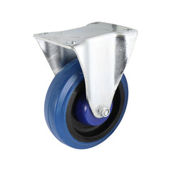 EHI - 125mm Blue Rubber Fixed Plate Castor | I63A15R125