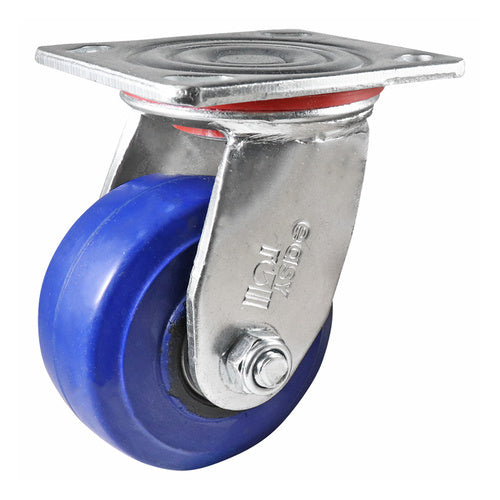 EHI - 100mm Blue Rubber Swivel Plate Castor | J22AZ83K100