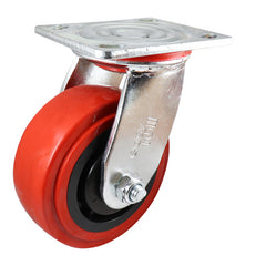 EHI - 125mm Red Urethane Swivel Plate Castor | J22AZ84K125