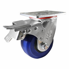 EHI - 100mm Blue Rubber Swivel Plate Brake Castor | J22TZ83K100