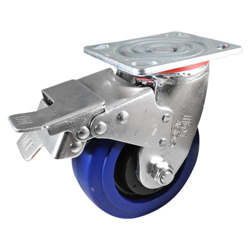 EHI - 125mm Blue Rubber Swivel Plate Brake Castor | J22TZ83K125