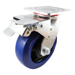 EHI - 150mm Blue Rubber Swivel Plate Brake Castor | J22TZ83K150