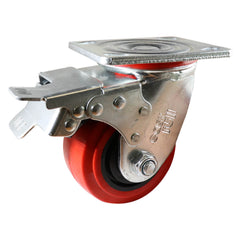 EHI - 100mm Red Urethane Swivel Plate Brake Castor | J22TZ84K100A