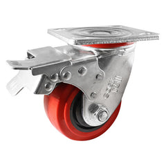 EHI - 100mm Red Urethane Swivel Plate Brake Castor | J22TZ84K100