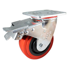 EHI - 125mm Red Urethane Swivel Plate Brake Castor | J22TZ84K125