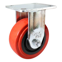 EHI - 125mm Red Urethane Fixed Plate Castor | J23AZ84K125A