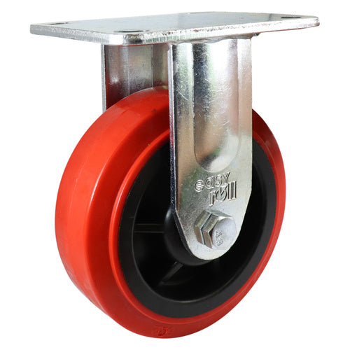 EHI - 150mm Red Urethane Fixed Plate Castor | J23AZ84K150