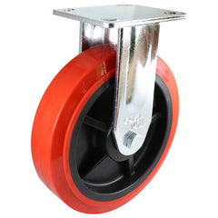 EHI - 200mm Red Urethane Fixed Plate Castor | J23AZ84K200